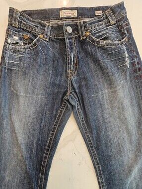 Blue Distressed Straight Leg Men's Jeans 34×34